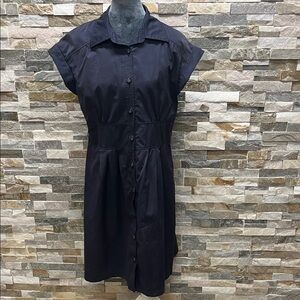 Merona Navy Button-Up Midi Dress